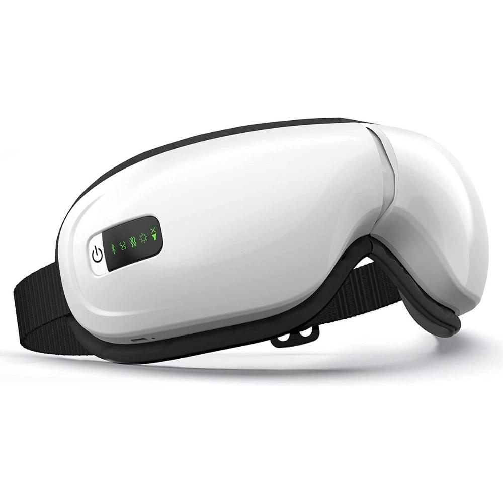 White folding eye massager with adjustable strap
